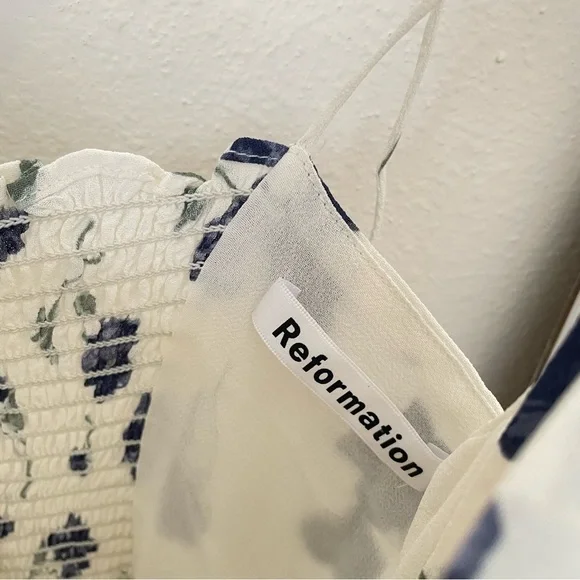 Reformation Emmie Midi Floral Dress in Blueberries - Picture 4 of 7